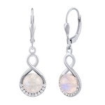 Stříbrné náušnice visací s pravým Měsíčním kamenem