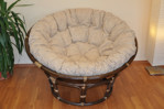 Ratanový papasan 130 cm hnědý - polstr Ebony