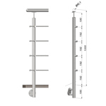 Nerezové zábradlí - sloupek, boční kotvení, 4 pruty vnější, EB1-BHP4-1