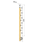 Dřevěný podestový sloupek - boční kotvení, 5 prutů vnitřní, EDB-BHZ5-1