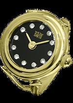 Dámské hodinky Ring Watch – barevná kombinace pozlacená nerez ocel / černý ciferník / ocelový pásek