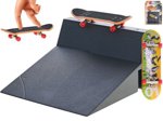 Skateboard prstový 9,5cm kov s rampou na kartě fingerboard