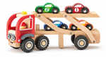 WOODY DŘEVO Set tahač veselý + 4 závodní auta *DŘEVĚNÉ HRAČKY*