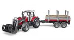 Bruder 02046 Traktor Massey Ferguson 7480 s přívěsem na dřevo, 1:16