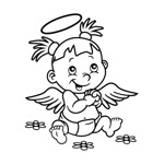 Samolepka andílek v plenách na auto a motorku, tuning nálepka (2981)