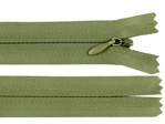 Spirálový zip skrytý No 3 délka 22 cm, barva 263 zelená khaki