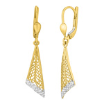 Zlaté visací náušnice Fabienne z bílého a žlutého zlata