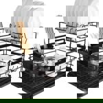 Odkapávač na nádobí na dřez černý, dvoupatrový