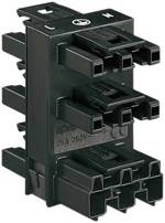 WAGO síťový rozdělovač síťová zástrčka - síťová zásuvka, síťová zásuvka, síťová zásuvka, síťová zásuvka, síťová zásuvka Počet kontaktů: 2  plus  PE černá 1 ks