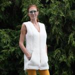 Dámská dlouhá vesta merino přírodní 2XL