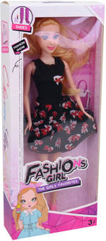 Panenka fashion 29cm letní černé krátké šaty s rybičkami v krabici