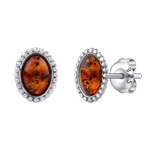 Stříbrné náušnice Leah s pravým jantarem