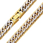 Pozlacený masivní náhrdelník Curb 11 mm z chirurgické oceli  60 cm