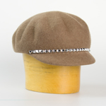 Dámská vlněná kšiltovka zdobená páskem - kamel