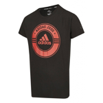 Tričko s krátkym rukávom Adidas Judo Combat - čierne-červené, M