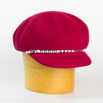 Dámská vlněná kšiltovka zdobená páskem - červená