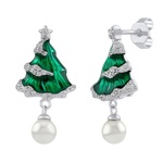 Stříbrné visací náušnice stromek Failo se syntetickou perlou