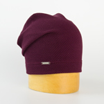 Dámská spadnutá čepice styl malé vafle - vínová