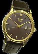 Pánské hodinky Ambassador – barevná kombinace pozlacená nerez ocel / hnědý ciferník / hnědý řemínek