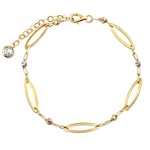 Zlatý náramek dámský Dolby s oky a broušenými barevnými korálky - 5 mm