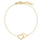 Zlatý náramek dvojité srdce Dominique ručně broušený - 0,8 mm
