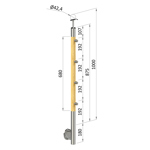 Dřevěný podestový sloupek - boční kotvení, 4 pruty vnější, EDB-KBHP4-1