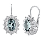 Zlaté náušnice Kate z bílého zlata s přírodním akvamarínem a Brilliance Zirconia