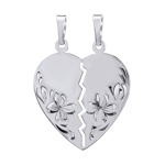 Partnerský stříbrný přívěsek srdce půlené - typ 3