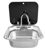 Nerezový dřez s víkem do karavanů s příslušenstvím