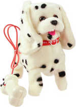 Pejsek dalmatin 23cm chodící a štěkající na kabel na baterie se zvukem