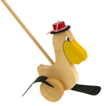 Dřevěná plácačka Pelikán / originální dřevěné hračky pro děti