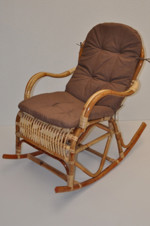Houpací křeslo Klasik ratan semambo natural - polstr hnědý melír