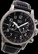 Pánské hodinky Aviamaticly – barevná kombinace broušená nerez ocel / černý ciferník / černý řemínek