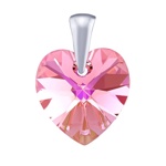 Stříbrný přívěsek SRDCE 14mm se Swarovski® Crystals - Light Rose