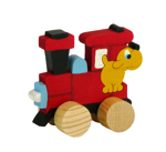 Originální dřevěné puzzle pro děti - mašinka na kolečkách