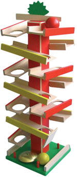 Dřevěný tobogán Duo - barevný / originální dřevěná hračka