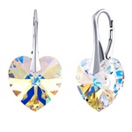 Stříbrné náušnice se Swarovski® Crystals SRDCE 14mm AB
