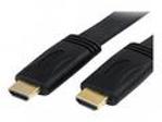 StarTech.com 6 ft Flat High Speed HDMI Cable with Ethernet - Ultra HD 4k x 2k HDMI Cable - HDMI to HDMI M, M - Flat HDMI Cable (HDMIMM6FL) - Kabel HDMI s ethernetem - HDMI s piny (male) do HDMI s piny (male) - 1.8 m - černá