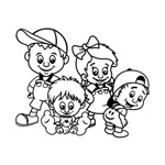 Samolepka čtyři děcka v autě na auto a motorku, tuning nálepka (22501)