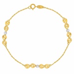 Zlatý náramek Anker Roma se zdobenými destičkami ze žlutého zlata a čirými korálky - 4 mm  18 cm