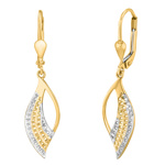 Zlaté visací náušnice Portia z bílého a žlutého zlata