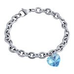 Dámský náramek z chirurgické oceli Srdce 14mm se Swarovski® Crystals Aquamarine AB