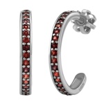 Zlaté náušnice kruhy Ada z bílého zlata s přírodními granáty