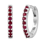Zlaté naušnice kruhy Aira z bílého zlata s pravými rubíny 11 mm