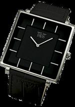 Pánské hodinky Big Timer Square – barevná kombinace nerez ocel / černý ciferník / černý řemínek