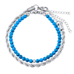 Set náramků Sirocco z chirurgické oceli s modrým tyrkysem