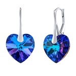 Stříbrné náušnice Srdce 14mm Heliotrope se Swarovski® Crystals