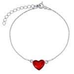 Stříbrný náramek se Swarovski® Crystals srdce červené