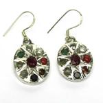 AutorskeSperky.com - Stříbrné naušnice kříž s drahými kameny - S4583