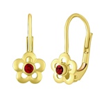Zlaté náušnice se syntetickým rubínem